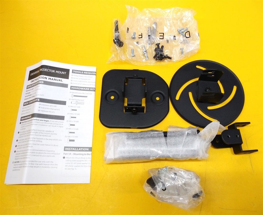 ⭐️⭐️⭐️⭐️⭐️ Dyna Vista Universal Projector Ceiling Mount Black