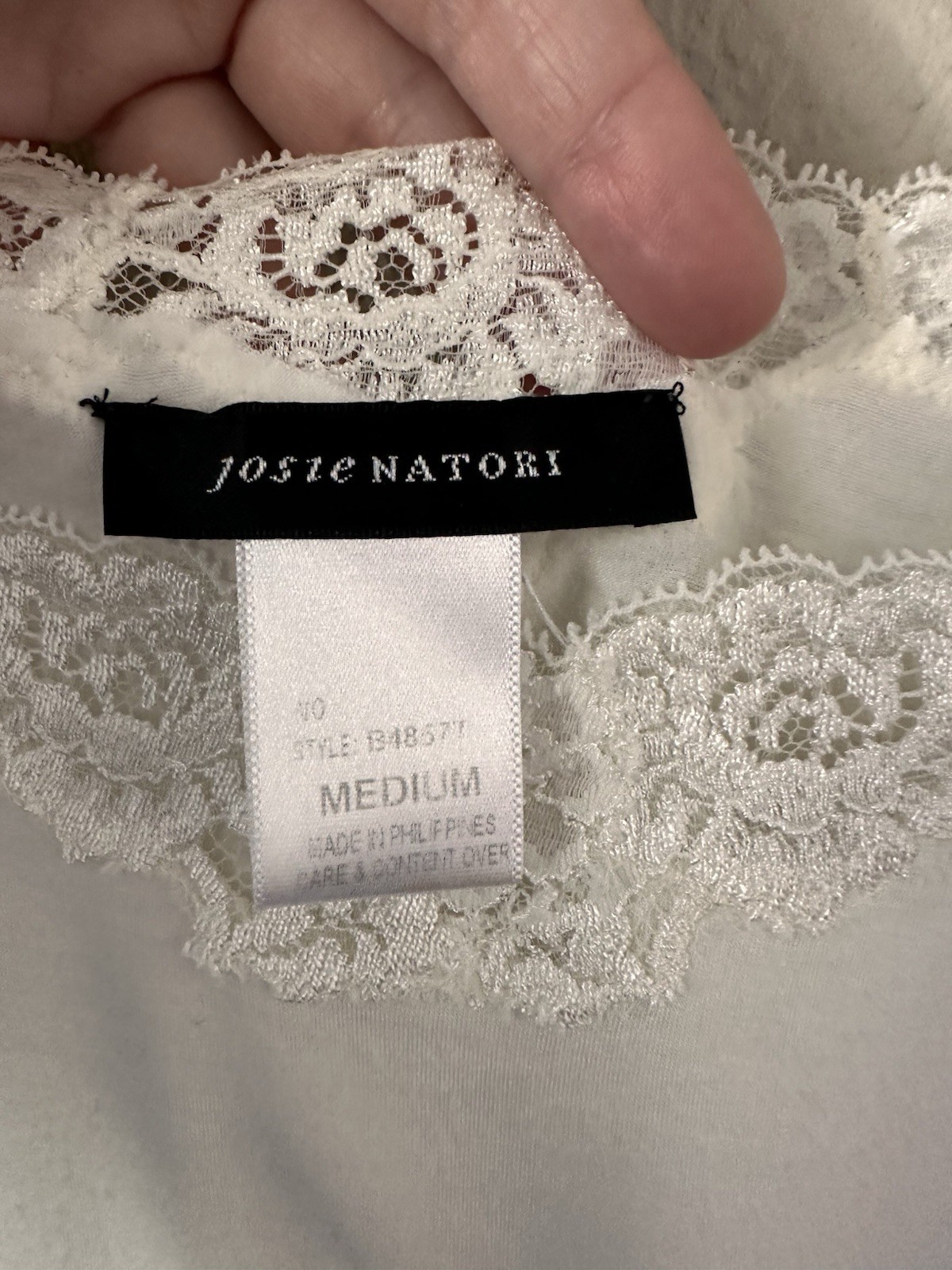 Josie Natori Camisole Tank Lace Trim Ivory Medium Lingerie Top