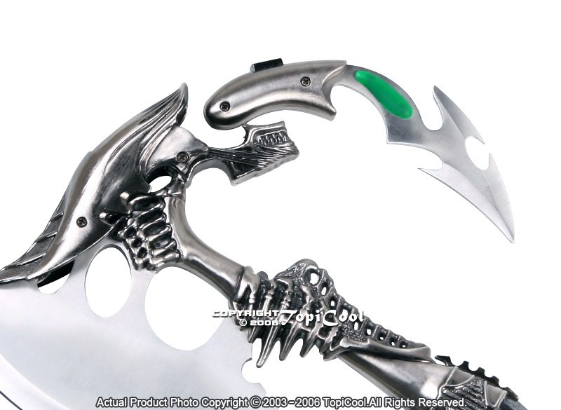 Alien Fantasy Battle Axe Hatchet with Dagger & Display Plaque New