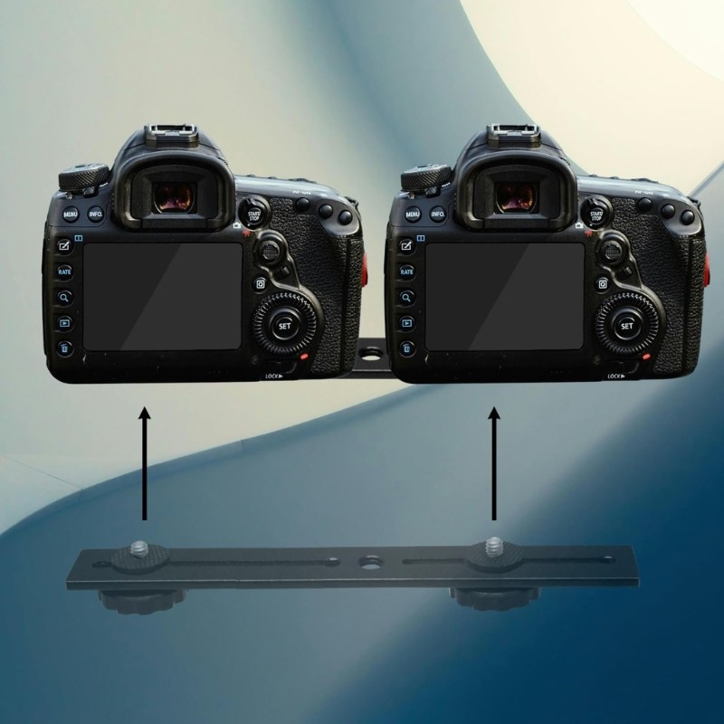 Double Flash Brackets 1/4in Screw Tripod Mount Bracket for DSLR Camera LED Light