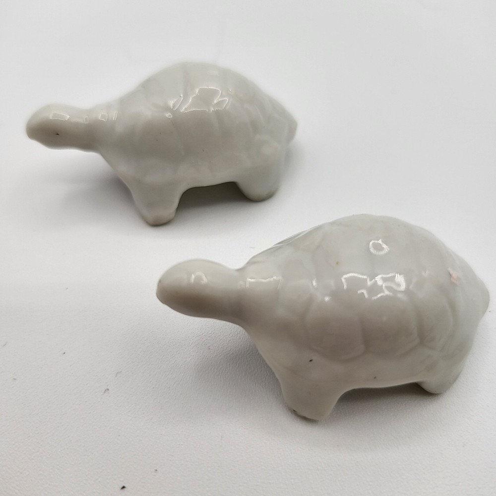 Cute Miniature 1” Ceramic White Turtle Decor Beach Tortoise Small Collectable
