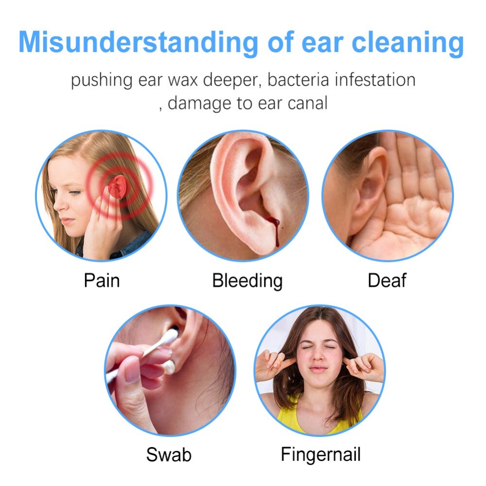 HD Ear Endoscope Otoscope LED Camera Tool Cleaning Wax Pick Cleaner Removal Kit