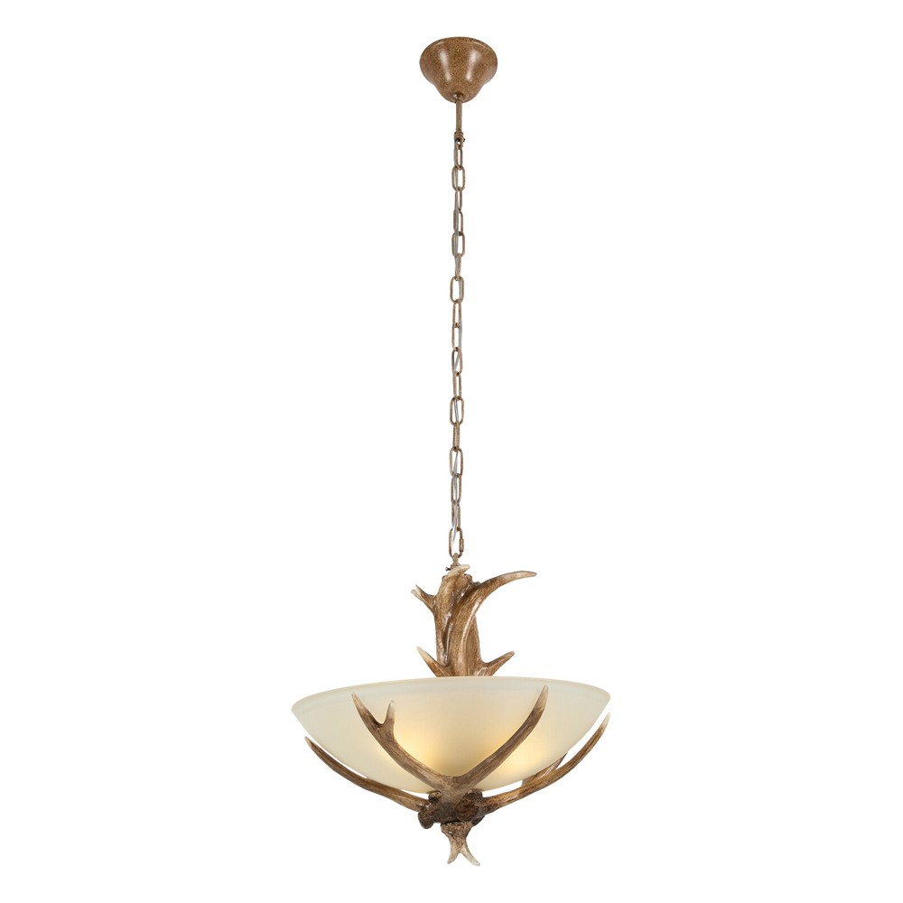 3-Light Chandelier E26 Rustic Lodge Log Cabin Ceiling Light Resin Deer Antler