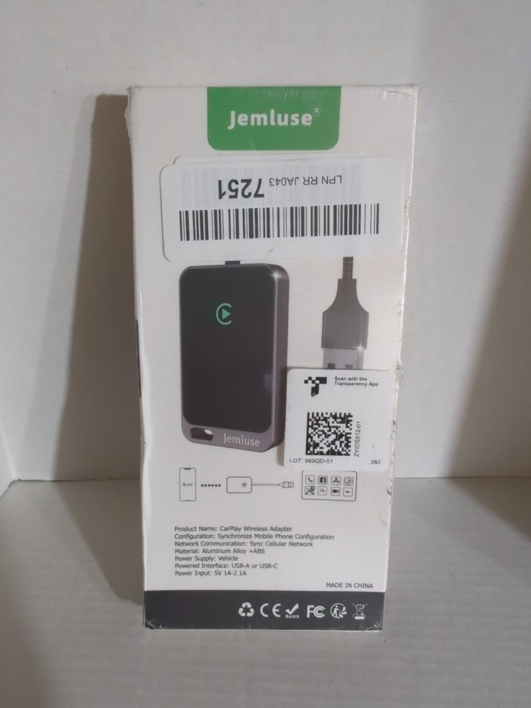 Jemluse Wireless CarPlay Adapter for Apple iPhone Multi-User Seamless Connection