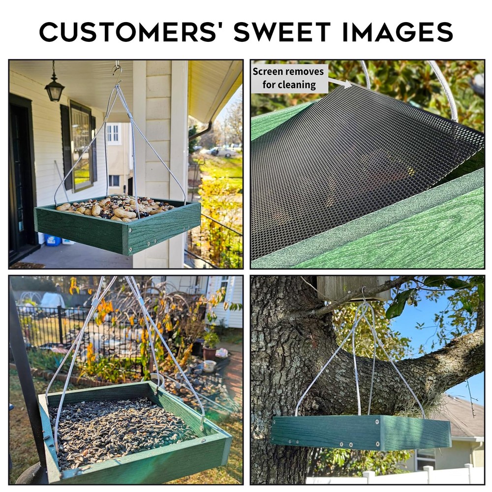 WPC Composite Platform Bird Feeder Hanging, Large 3.5 lbs Capacity, Durable, ...
