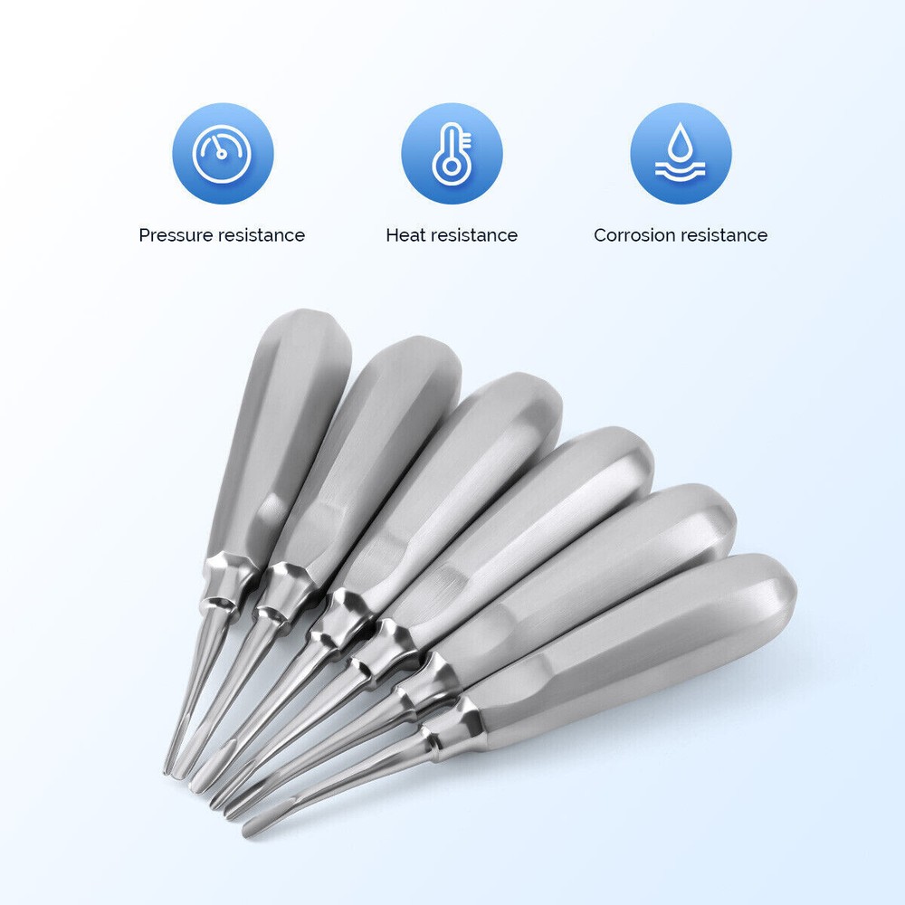 6 Pcs Dental Tooth Extraction Root Elevators #1-6 Set Luxating Luxation Elevator