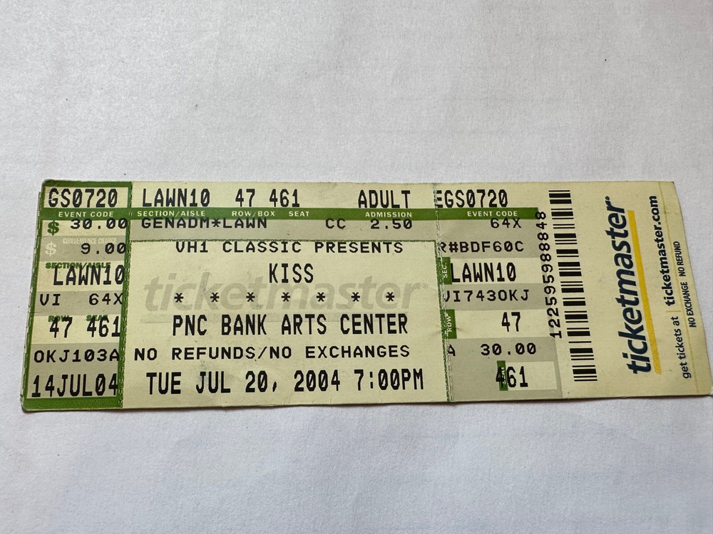 KISS 2004 Concert Ticket. July 20th 2004 PNC Bank Center NJ
