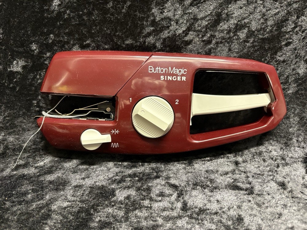 Vintage Model B100A Singer Button Magic Hand Held Button Sewer Original Box