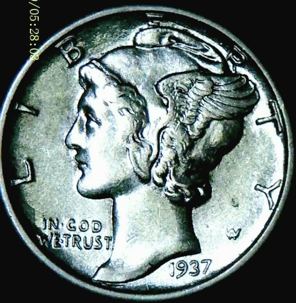 1937 Mercury Dime. BU. FB.
