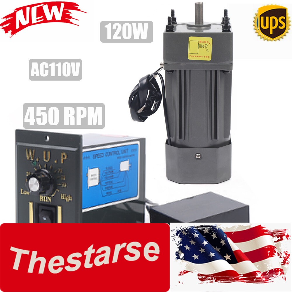 Electric AC Gear Motor Single Phase Reversible+ Variable Speed Controller 120W