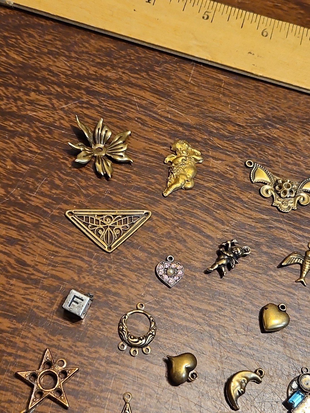 Lot Of 50 Mixed Parts Pcs France Vintage 60s Brass Stampings Findings Jewelry 20