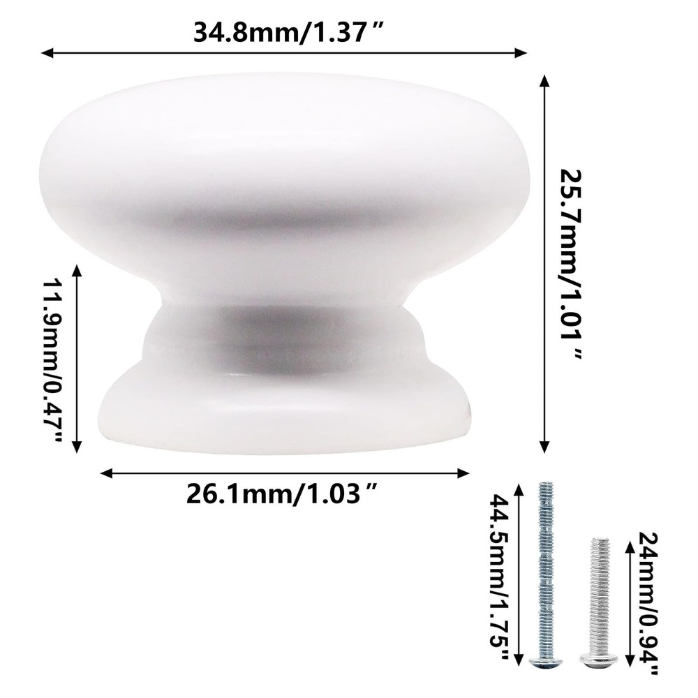 Wooden Cabinet Knobs 6 Pack, Wood Dresser Knobs Kitchen Cabinet Knobs Modern ...