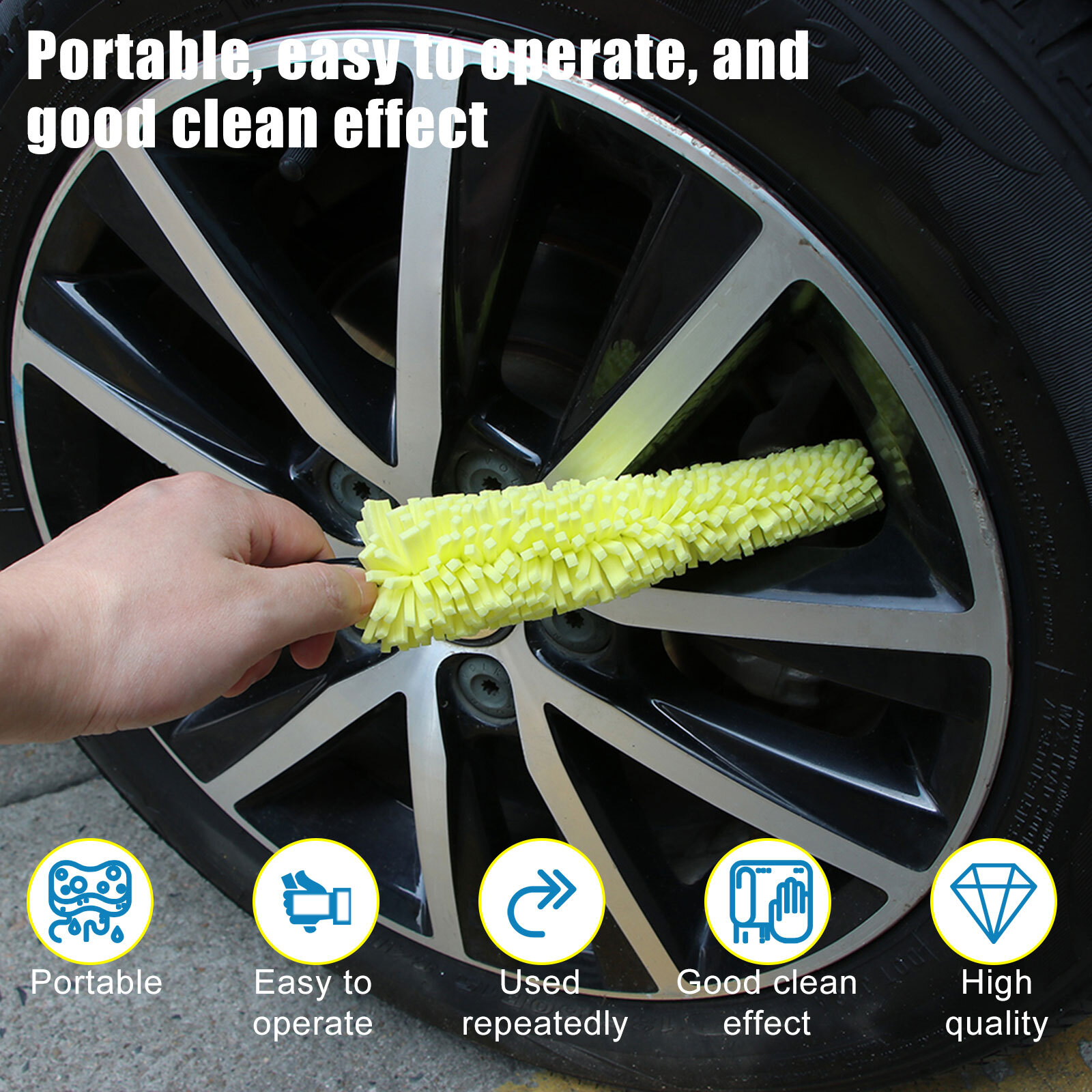 4PCS Car Detailing Cleaning Brush Tire Rim Washing Scrub Wheel Cleaner Tool Kit