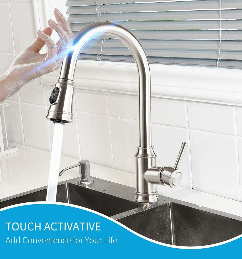 CWM Touch Kitchen Faucet Pull Down Sprayer Touch Activated Faucet with Cover
