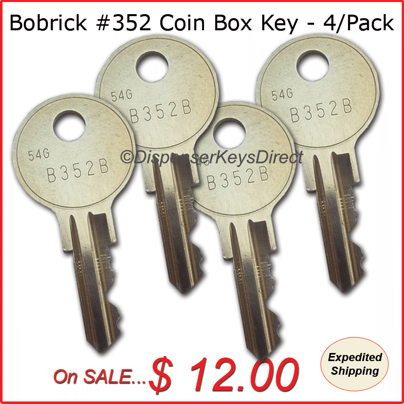 Bobrick #352 Coin Box Dispenser Key - (4/pk.)