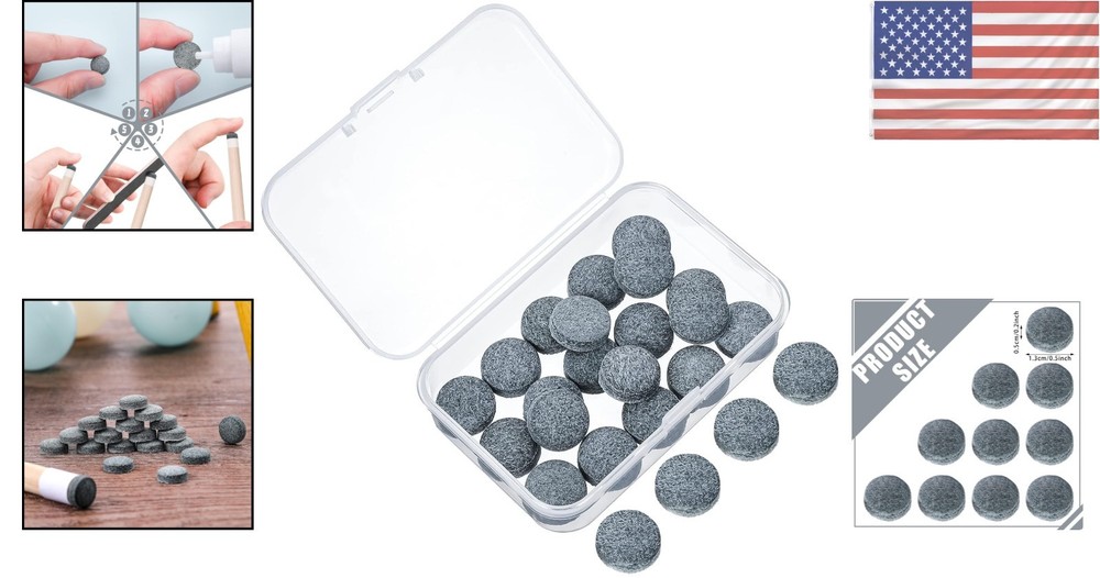 Quality 20 Pcs Pool Cue Tips: 13mm Replacement Tips with Convenient Storage Box