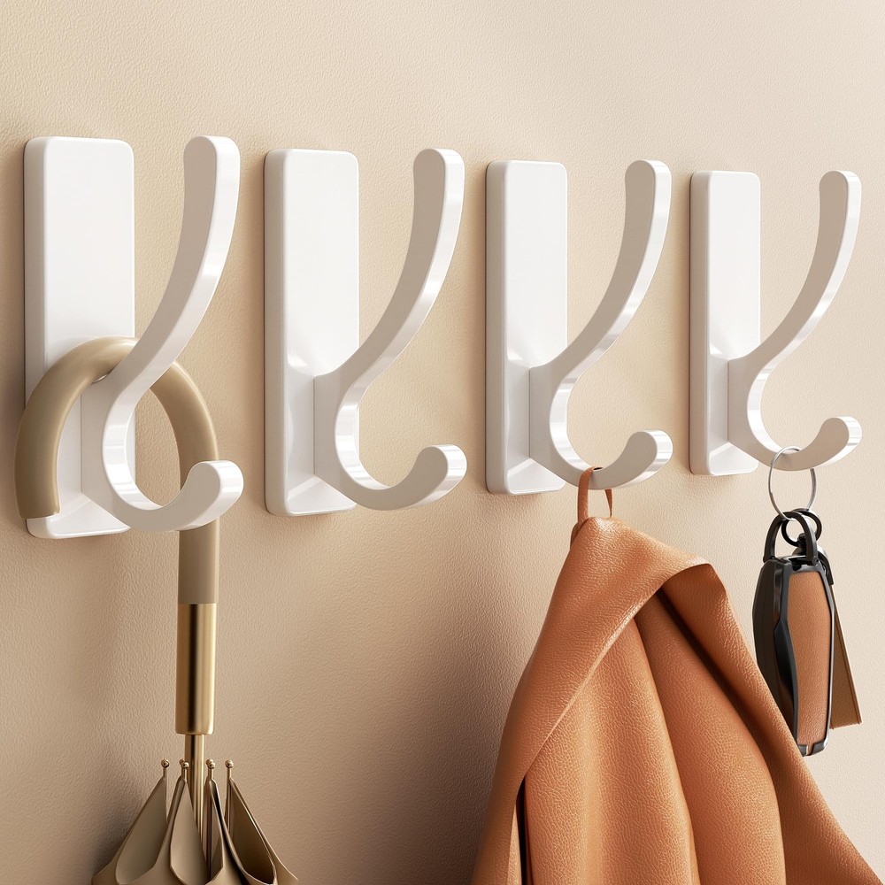 Hang Heavy Items Without Damaging Walls - 4 Pack Adhesive Hooks