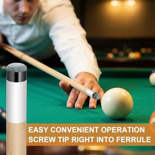 20Sets Billiard Cues Tips Replacement with White Pool Cue Stick Ferrules,