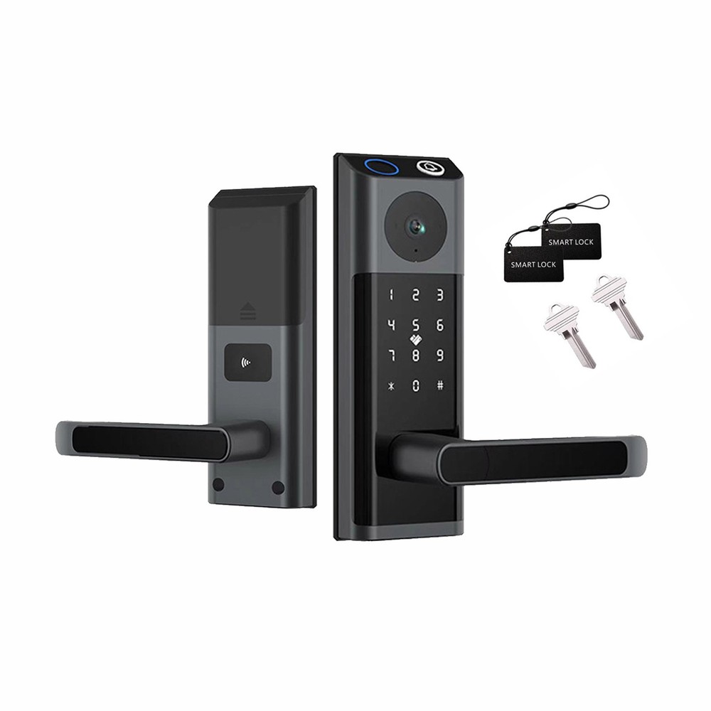 Smart Door Lock Fingerprint Camera Handle Keyless WiFi APP Control