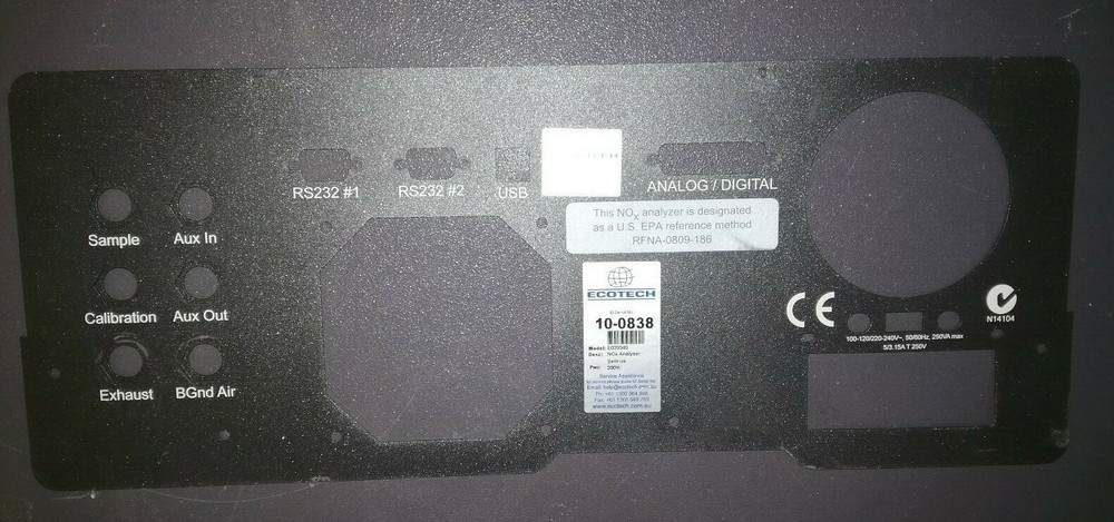 Rear Panel for Ecotech E020040 NOx Gas Analyser