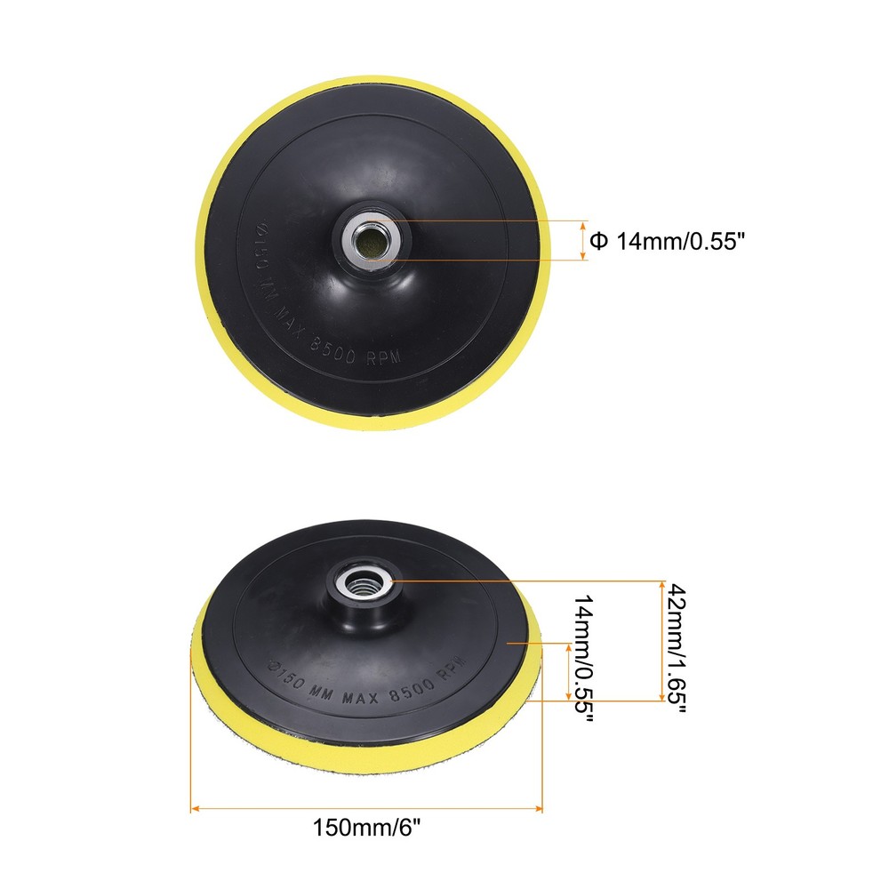 6" Hook and Loop Backing Sanding Pads with M14 Thread, Y and B 2Pcs