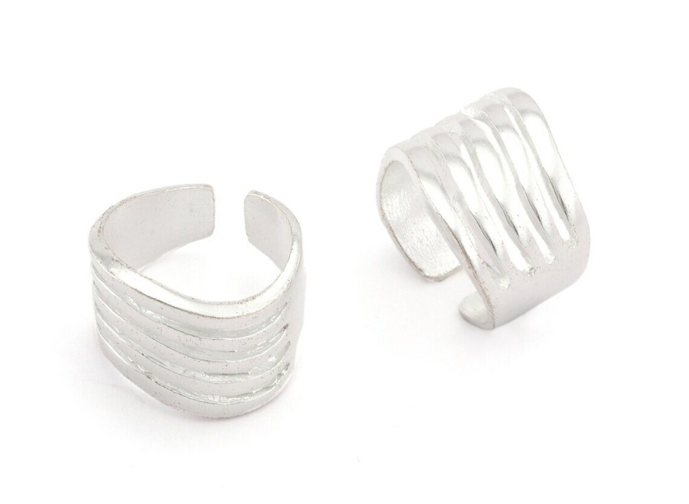 Waves Adjustable Ring Shiny Silver Plated brass (18mm 8US inner size) 3366