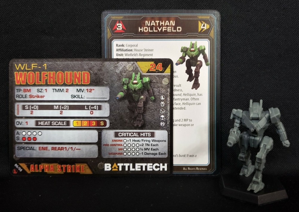 Battletech Wolfhound Mech + Pilot Cards IS Kickstarter Catalyst Striker Lance