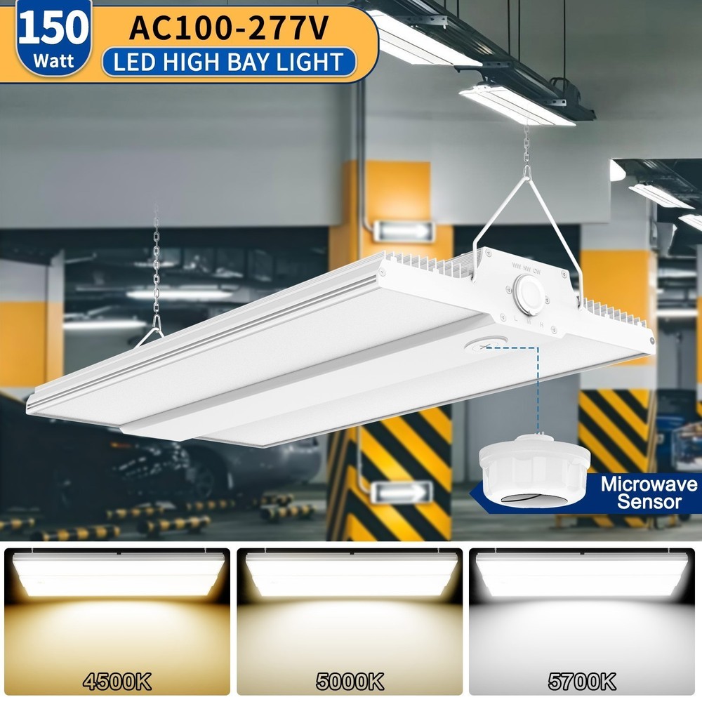 150 WATT LED Linear High Bay Light Adjustable 4500K~5700K, With Microwave Sensor
