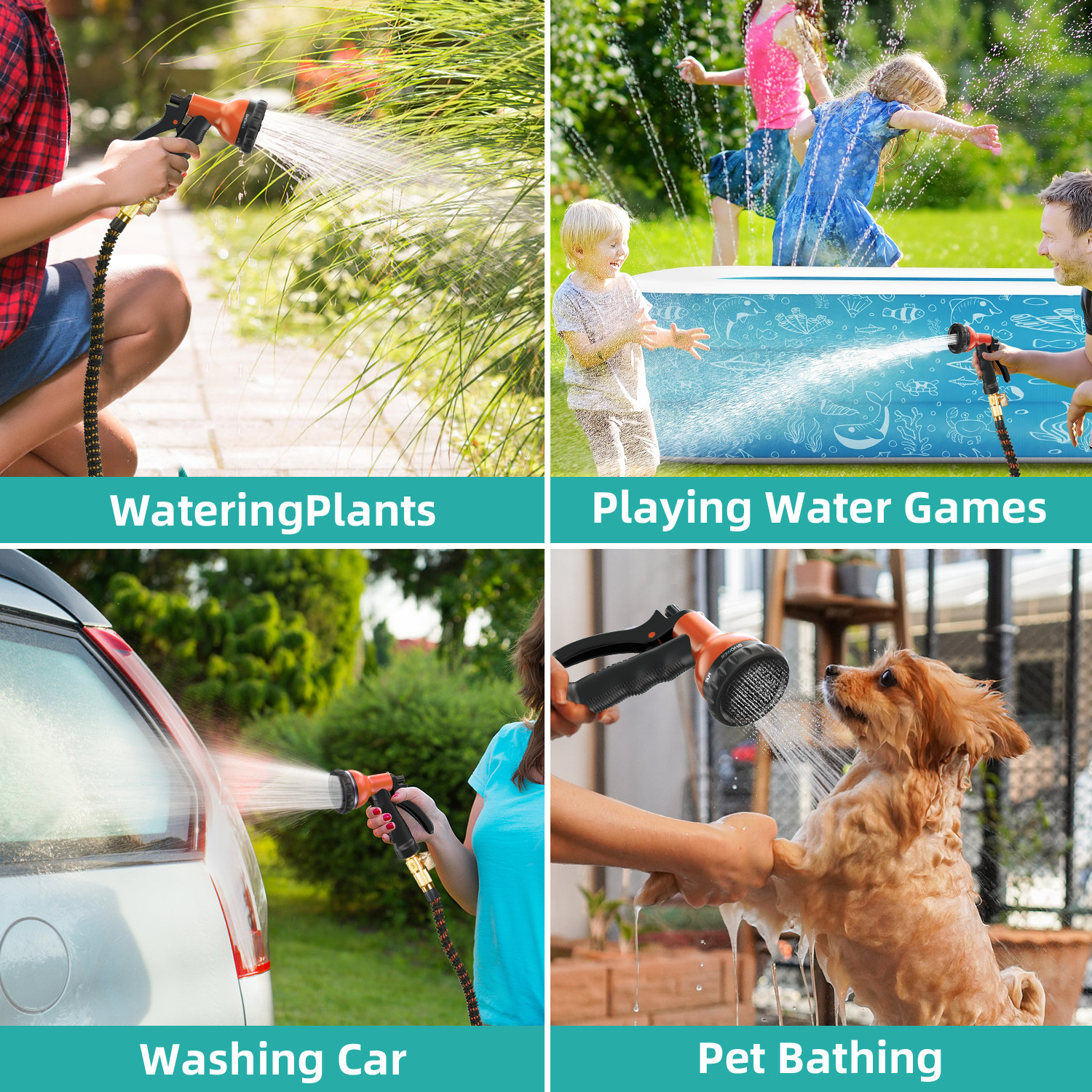 25ft / 50ft / 75ft / 100ft - Expanding Water Hose Garden Hose Anti-Kink Upgraded