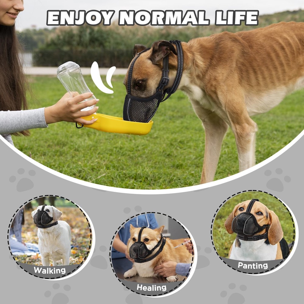 Dog Muzzle,Mesh Soft Muzzle for Small Medium Large Sized Dogs, Breathable Ref...
