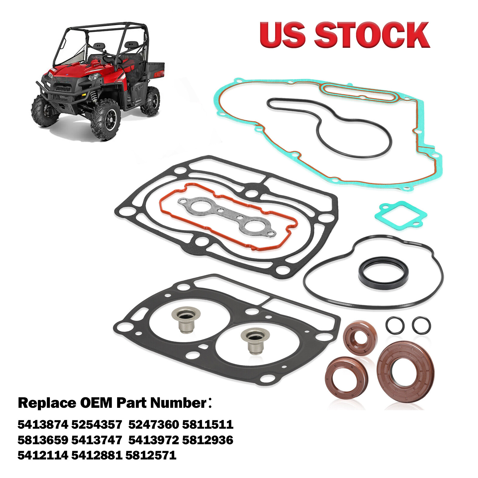 Top End Cylinder Water Pump Gasket Seal For Polaris Ranger 800 RZR S 4 800 11-17