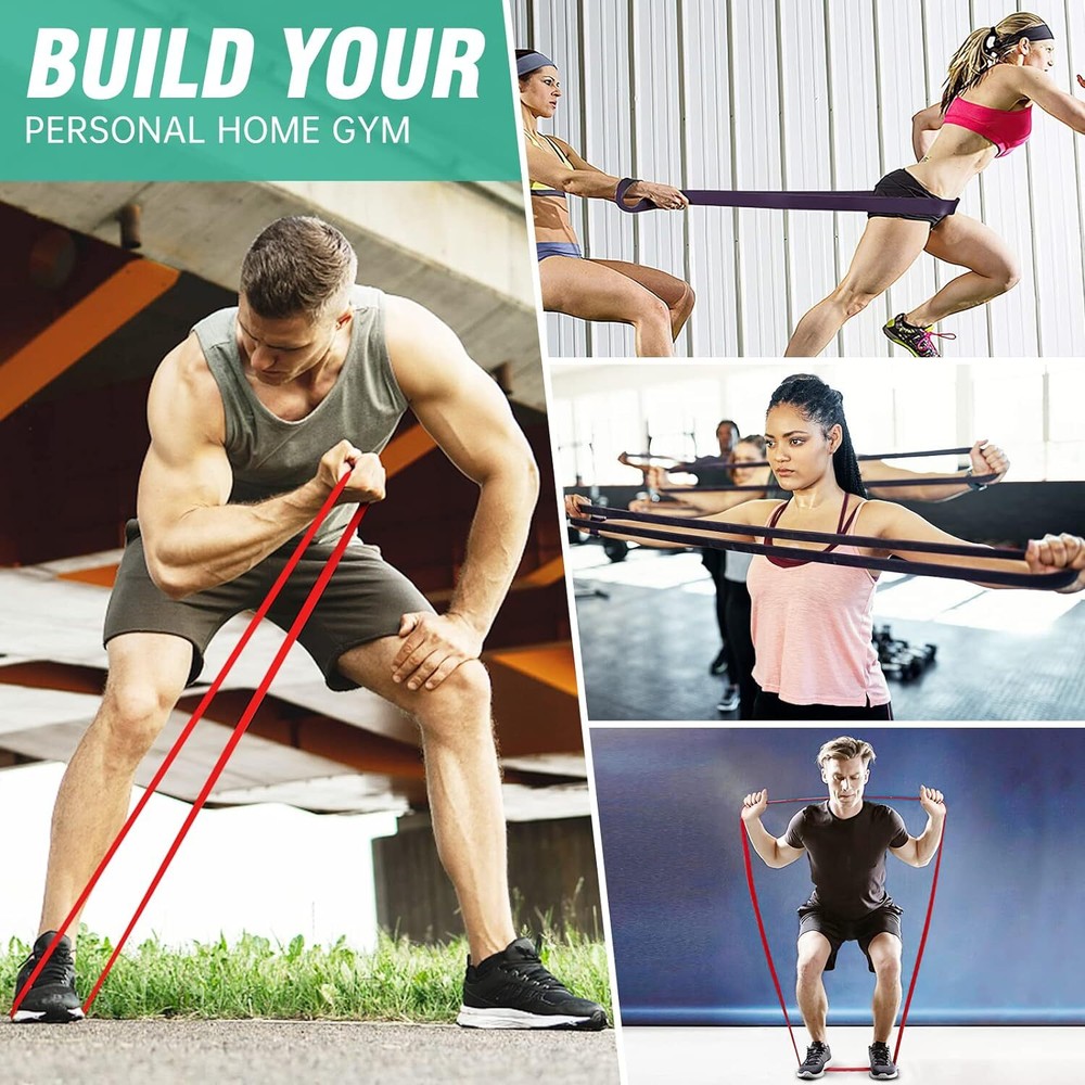 Set of 4 Resistance Bands for Pull Ups, Workouts, Physical Therapy , Exercises