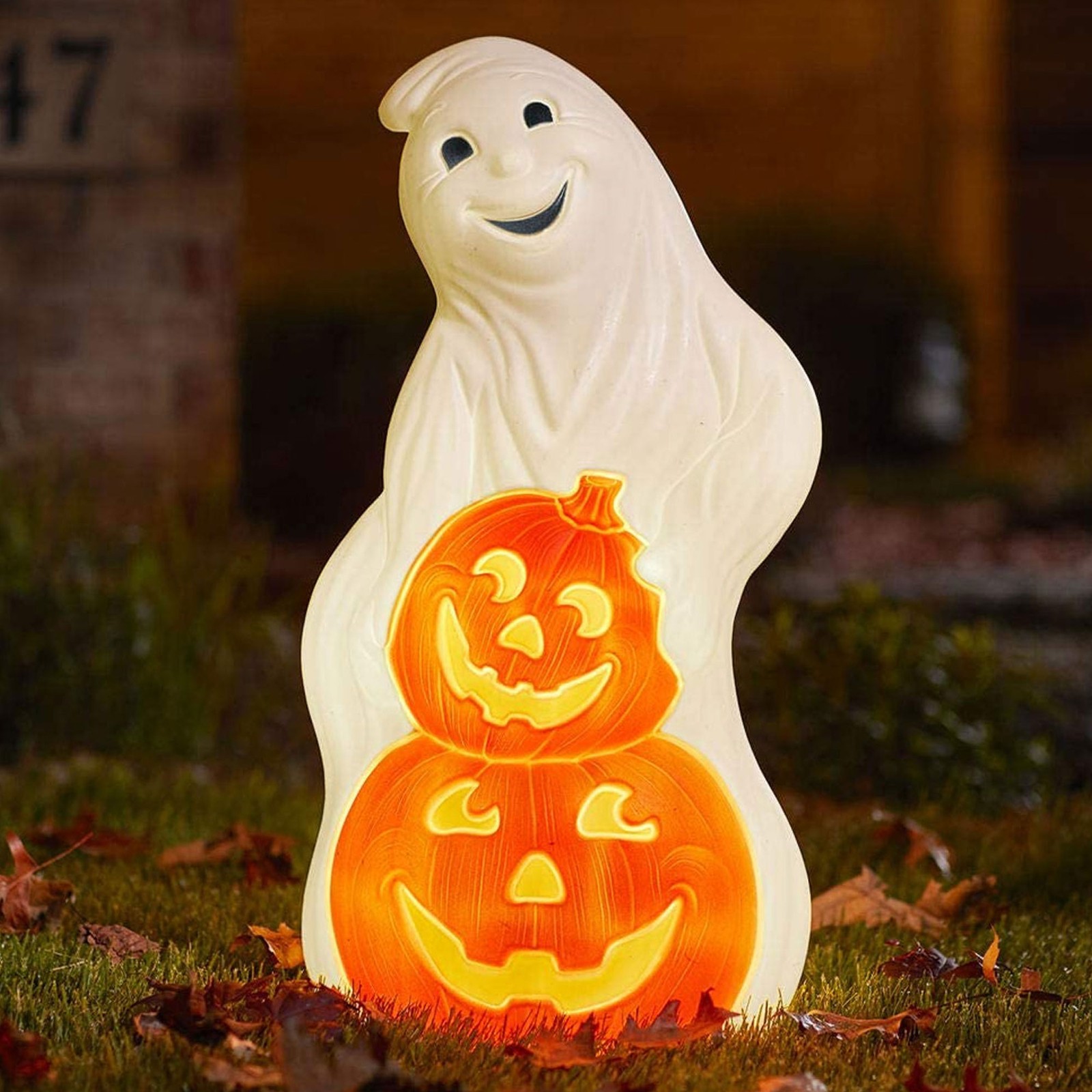 Union Products Light Up Ghost and Pumpkin Halloween Decoration (Open Box)