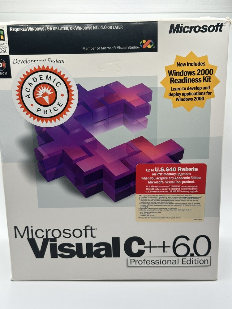 Microsoft Visual C++ 6.0 Professional Edition Big Box CIB Visual Studio Plus Pac