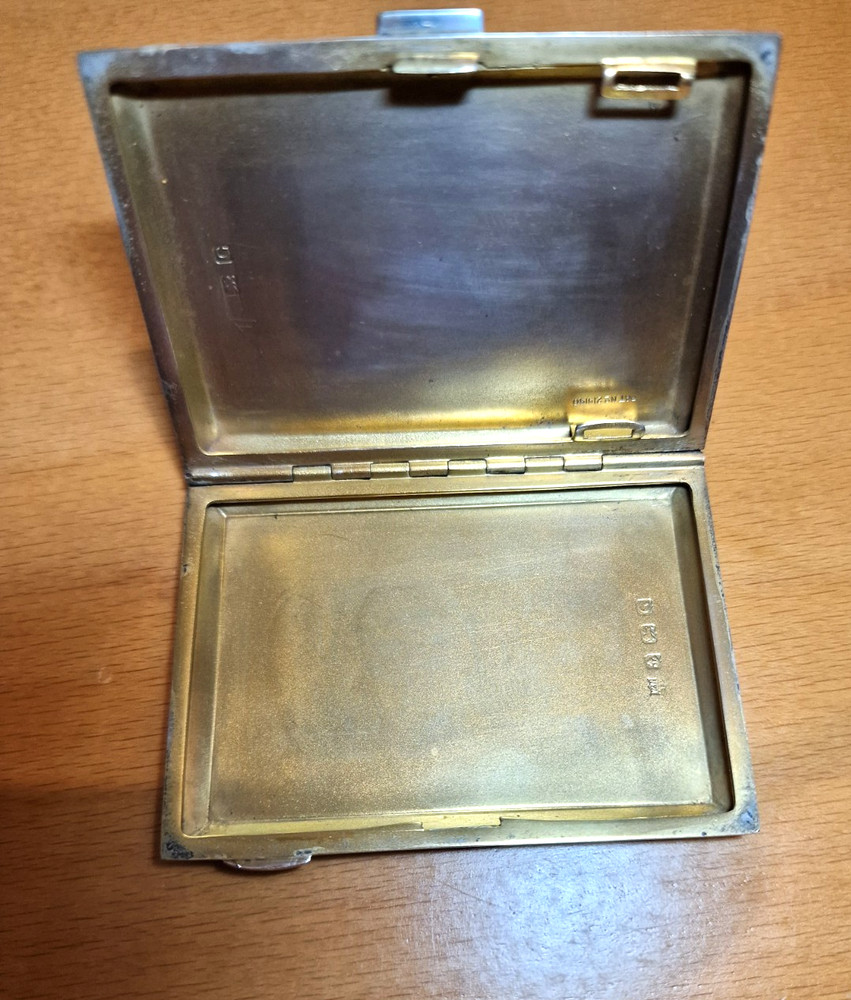 STUNNING BLUE ENAMEL SOLID SILVER CIGARETTE CASE ref 1443