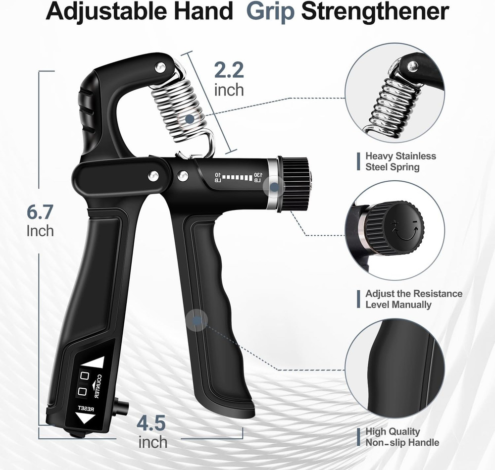 Grip Strength Trainer Kit 5 Pack Adjustable Hand Gripper Forearm Exerciser