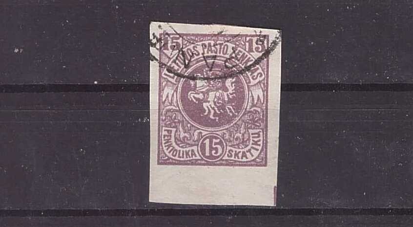 1920 Lithuania Mi 61 from Kaunas coloured issue, used, imperforate