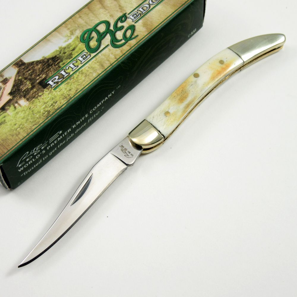 FOLDING POCKET KNIFE | 5.25" Rite Edge Bone Handle Silver Toothpick Blade