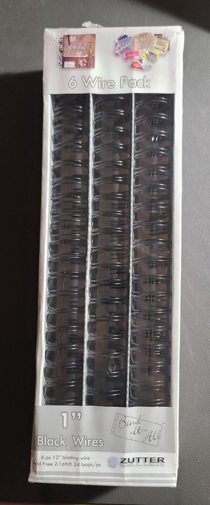 Zutter W1-2654 Bind-It-All Owire 1" 6/Pkg-Black SEALED