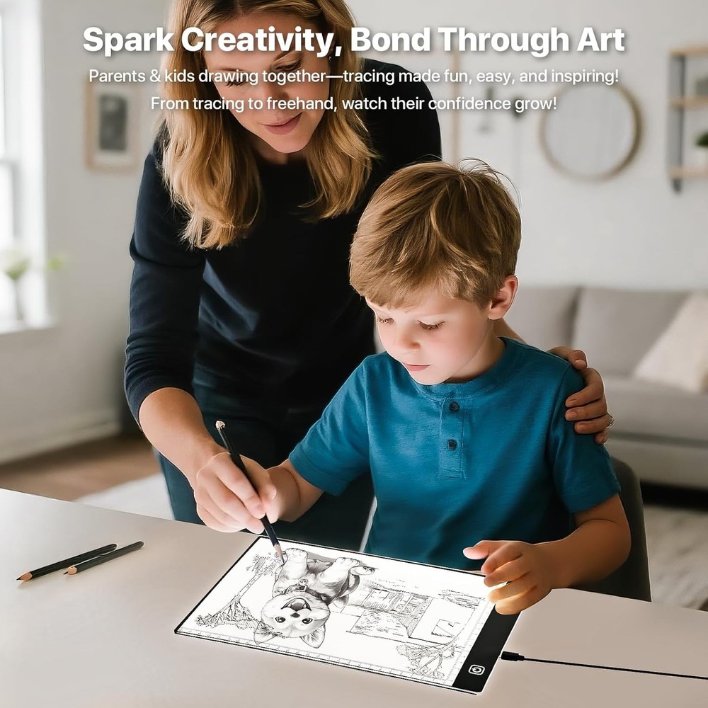 A5 LED Light Box for Tracing and Drawing - Ultra-Thin Adjustable Light Table/Boa