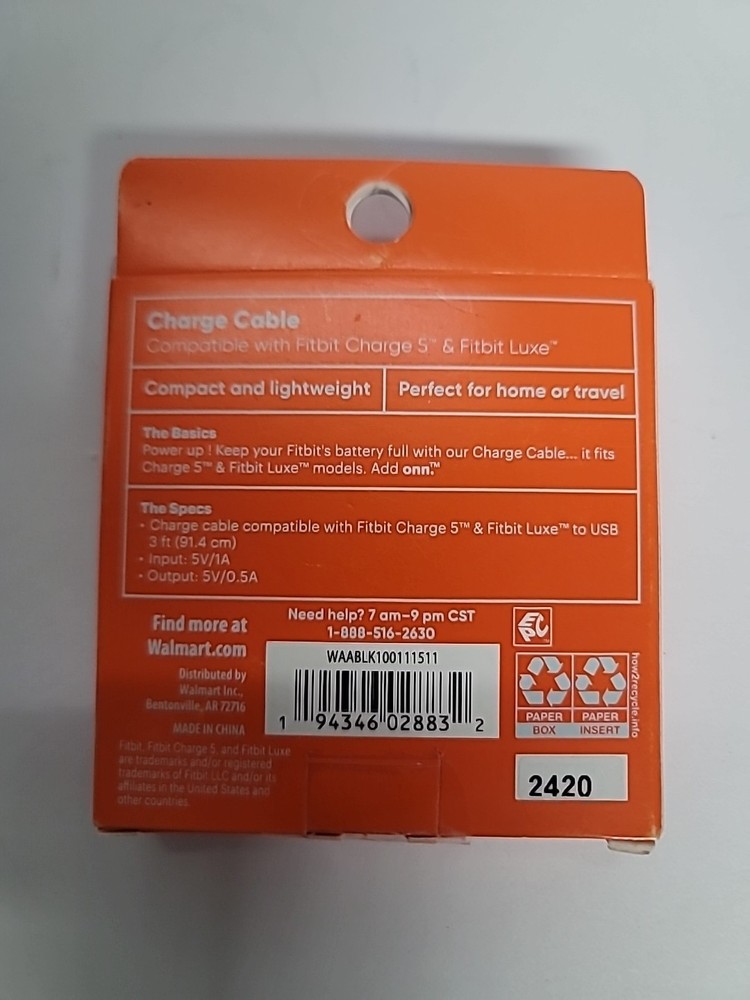 ONN Charging Cable Compatible With Fitbit Charge 5 & Fitbit Luxe