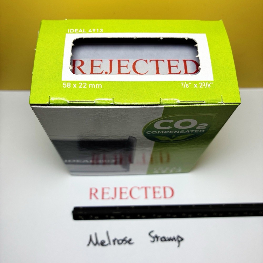 Rejected Rubber Stamp Red Ink Self Inking Ideal 4913