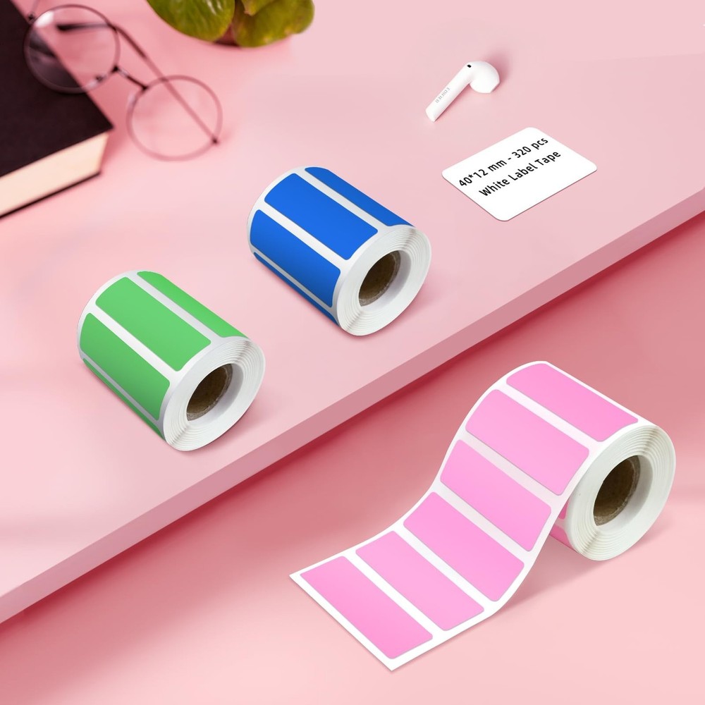 PUQU Thermal Color Label, 40x12mm Rectangular Self-Adhesive Colored Coding St...