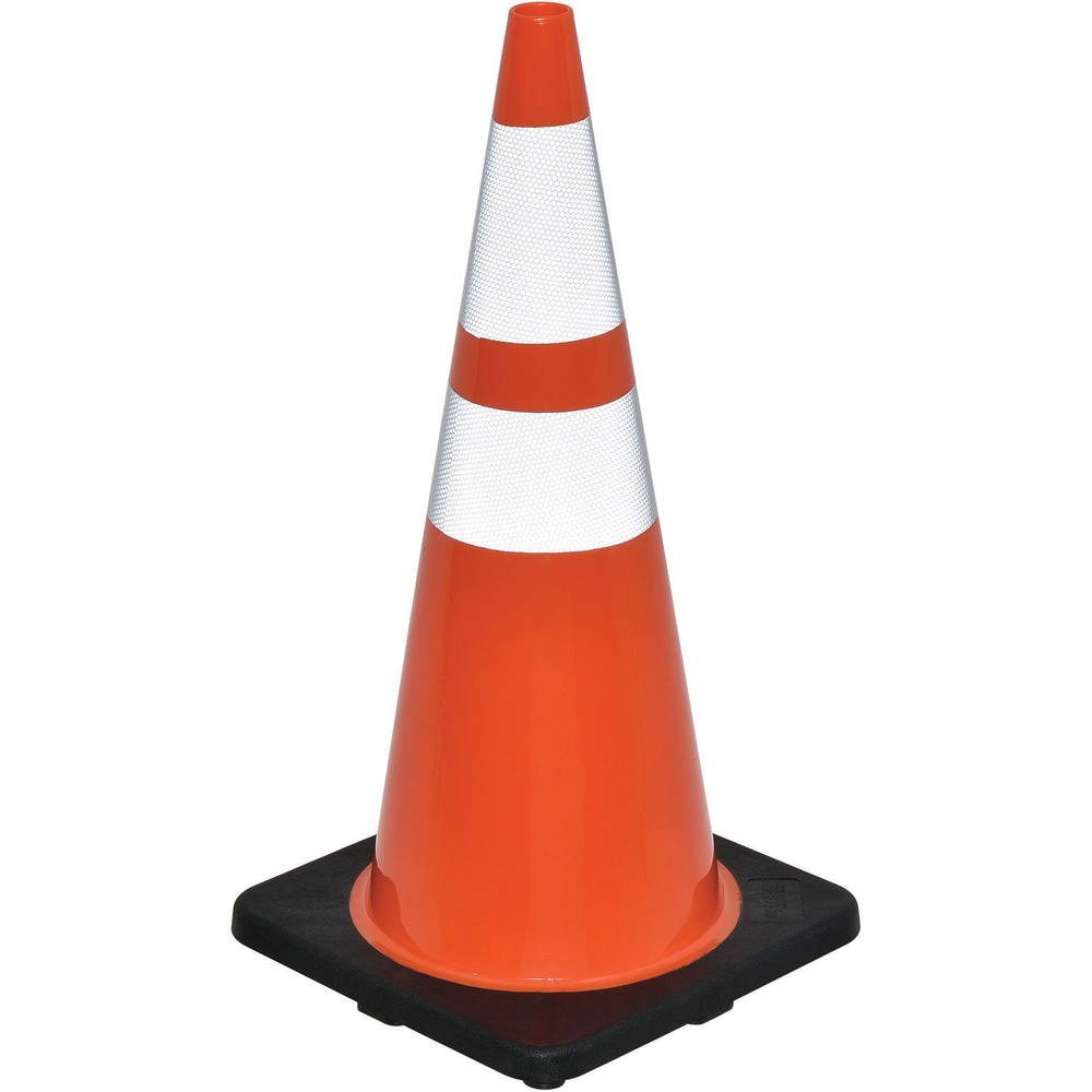 28" Reflective Traffic Cone Black Base 7 lbs