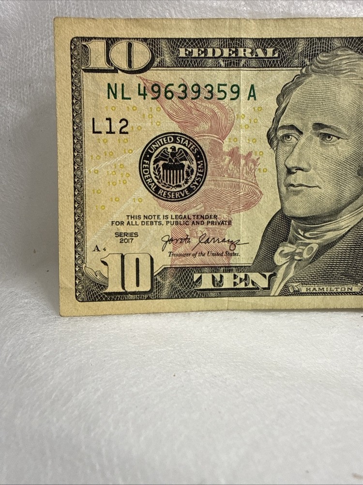 Ten Dollar Ink Smear error Note