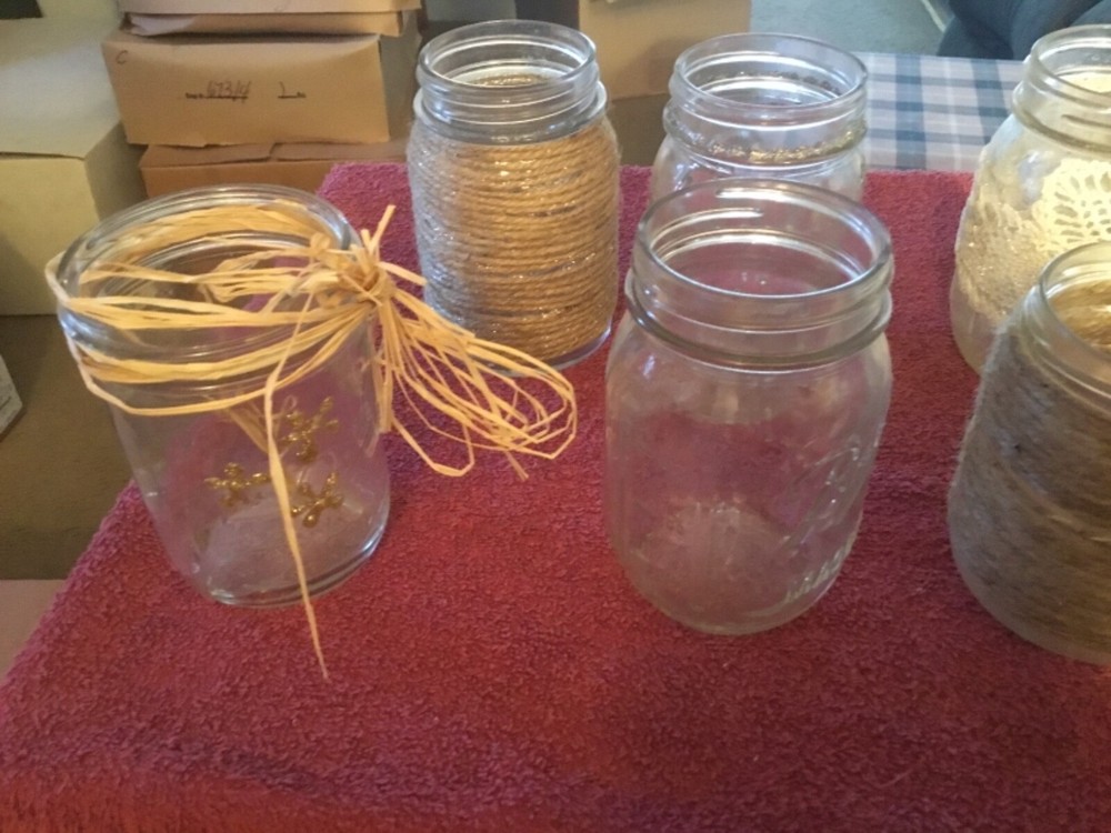 Assorted Decorated Jar w/8 Battery Operated Candle Lights