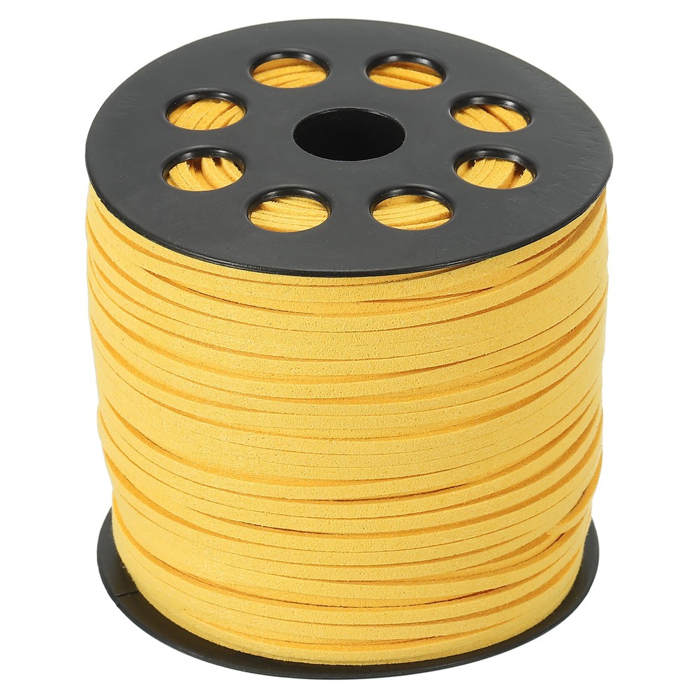 Suede Lanyard String with Roll Spool 2.5mm 98 Yard, Flat Microfiber Cord, Yellow