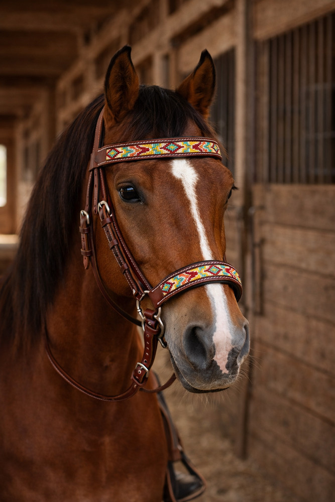Horse Western Leather Beaded Bitless Sidepull Bridle Reins 77RS23
