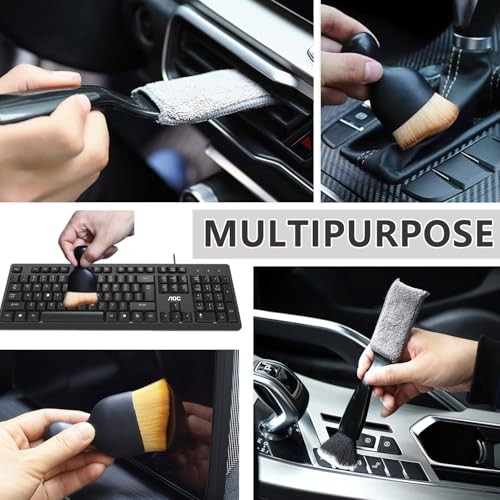 3 Pack Car Interior Detail Dust Brush, Microfiber Duster Brush, Feather