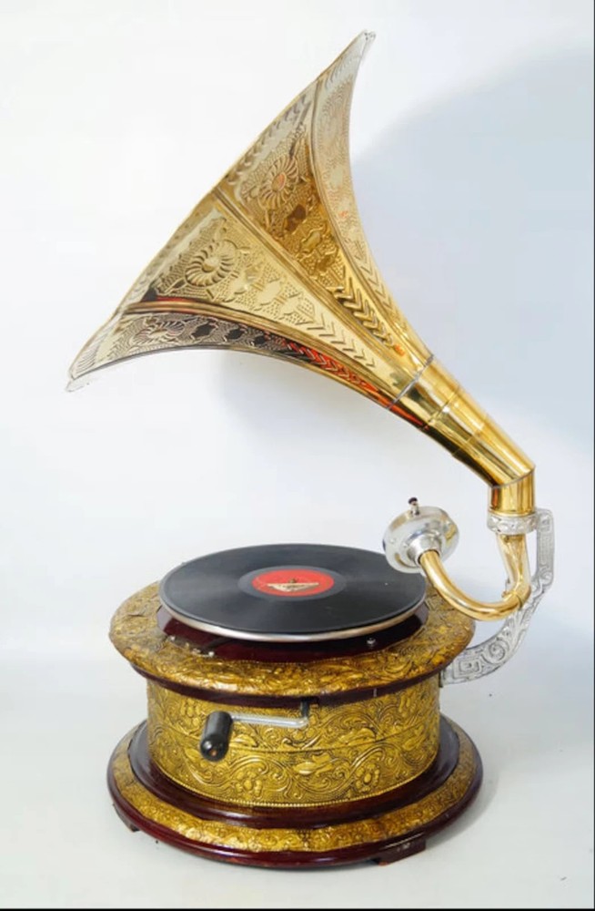 HMV Gramophone Fully Functional Working Phonograph, win-up record player gift
